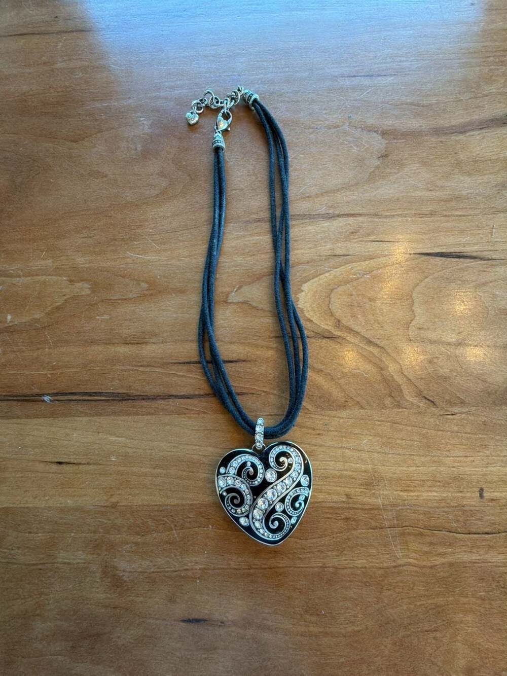 Brighton Reversible Crystal and Engraved Heart Pendant Necklace with Cord
